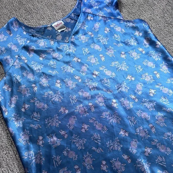 Vintage Disney Store Blue Winnie The Pooh Satin PJ Slip Dress‎ Large - Picture 3 of 9
